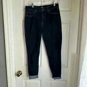 LULAROE Magic Waist Stretch Dark Wash Cuffed Jeans Style L-161367 Size 30